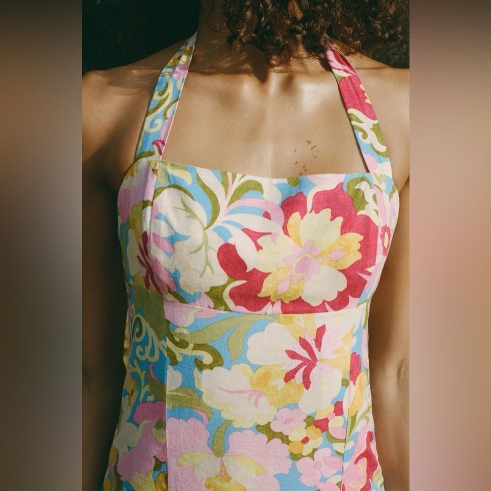 ZARA PRINTED LINEN MIDI DRESS - Picture 10 of 10